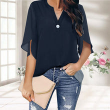 Laden Sie das Bild in den Galerie-Viewer, Einfarbige Elegante Sommerbluse Aus Chiffon