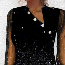 Laden Sie das Bild in den Galerie-Viewer, Langärmliges Kleid mit Knopf und Blumendruck