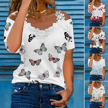 Laden Sie das Bild in den Galerie-Viewer, Damen lockeres lässiges bedrucktes T-Shirt mit Hosenträgern