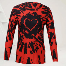 Laden Sie das Bild in den Galerie-Viewer, Lockeres Langarm-T-Shirt mit Rundhalsausschnitt und Herzdruck