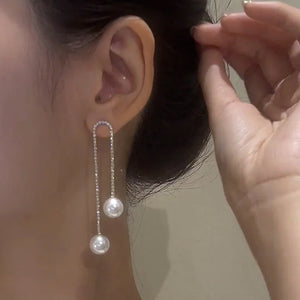 Elegante Diamant-Quastenperlenohrringe