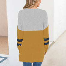 Laden Sie das Bild in den Galerie-Viewer, Langarm-T-Shirt mit Rundhalsausschnitt und Bahnenmuster