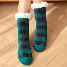 Laden Sie das Bild in den Galerie-Viewer, Damen Karierte Samtschlafsocken für Herbst und Winter