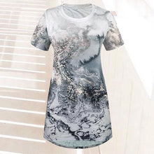 Laden Sie das Bild in den Galerie-Viewer, Lässig bedrucktes ethnisches kurzärmeliges T-Shirt mit Rundhalsausschnitt