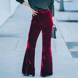 Einfarbige Ausgestellte Hose mit Hoher Taille