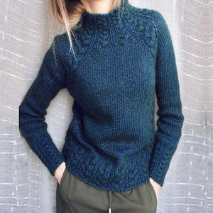 Damen Einfarbiger, strukturierter Pullover