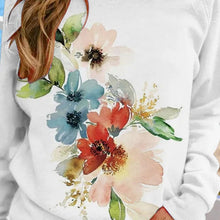 Laden Sie das Bild in den Galerie-Viewer, Rundhals-Sweatshirt mit Blumenmuster