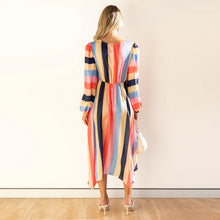 Laden Sie das Bild in den Galerie-Viewer, Getäfeltes Gestreiftes Damenkleid