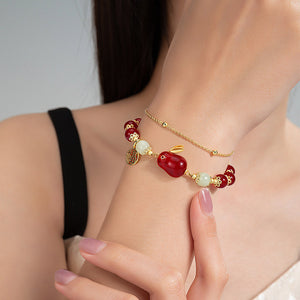 Rotes Achat Jade Kaninchen Armband