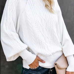 Lockerer Einfarbiger Langärmliger Strickpullover