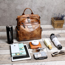 Laden Sie das Bild in den Galerie-Viewer, Damen Schultertasche aus Ölwachsleder mit großem Fassungsvermögen