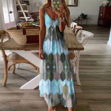 Laden Sie das Bild in den Galerie-Viewer, Sommerliches Lässig Bedrucktes Langes Kleid