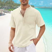 Laden Sie das Bild in den Galerie-Viewer, Sommer Herren Lässiges T-Shirt aus Baumwollleinen