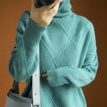 Laden Sie das Bild in den Galerie-Viewer, Damen Rollkragen Strickpullover