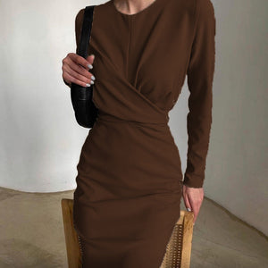 Französisches Retro-Taillen-Schlankheits-Hüftkleid in Wickeloptik