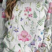 Laden Sie das Bild in den Galerie-Viewer, Rundhals-Sweatshirt mit Blumenmuster