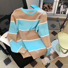 Laden Sie das Bild in den Galerie-Viewer, Langärmliger Gestreifter Strickpullover