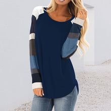 Laden Sie das Bild in den Galerie-Viewer, Langärmliges T-Shirt mit Rundhalsausschnitt in Kontrastfarbe