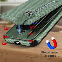 Laden Sie das Bild in den Galerie-Viewer, Magnetische Handyhülle mit Reißverschluss und Kreditkartenfach