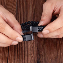 Laden Sie das Bild in den Galerie-Viewer, Naturstein Leder Geflochtenes Armband