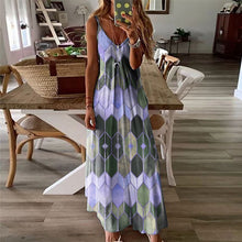 Laden Sie das Bild in den Galerie-Viewer, Sommerliches Lässig Bedrucktes Langes Kleid
