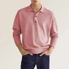 Laden Sie das Bild in den Galerie-Viewer, Lässiges Herren-Poloshirt mit V-Ausschnitt und langen Ärmeln