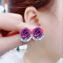 Laden Sie das Bild in den Galerie-Viewer, Modische elegante Diamantrosenohrringe für Damen