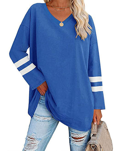 Gestreiftes Kontrast-Langarm-T-Shirt