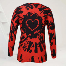 Laden Sie das Bild in den Galerie-Viewer, Lockeres Langarm-T-Shirt mit Rundhalsausschnitt und Herzdruck