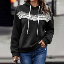 Laden Sie das Bild in den Galerie-Viewer, Damen Sweatshirt mit Kapuze und applizierter Spitze