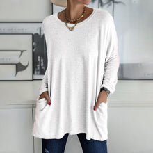 Laden Sie das Bild in den Galerie-Viewer, Loses einfarbiges Damen-Sommer-Langarm-T-Shirt
