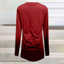 Laden Sie das Bild in den Galerie-Viewer, Langärmliges T-Shirt mit gerüschtem Saum und Farbverlauf