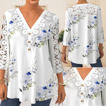 Laden Sie das Bild in den Galerie-Viewer, Elegante Spitzenbluse mit V-Ausschnitt