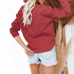 Einfarbiges Langarm-T-Shirt mit V-Ausschnitt