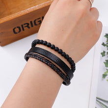 Laden Sie das Bild in den Galerie-Viewer, Naturstein Leder Geflochtenes Armband