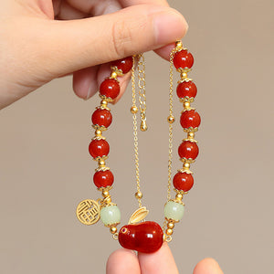 Rotes Achat Jade Kaninchen Armband