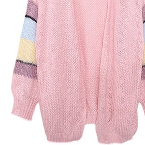 Gestreifte Langärmelige Strickjacke