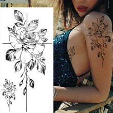 Laden Sie das Bild in den Galerie-Viewer, Skizze Blume Tattoo Aufkleber
