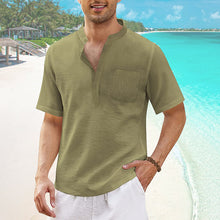 Laden Sie das Bild in den Galerie-Viewer, Sommer Herren Lässiges T-Shirt aus Baumwollleinen