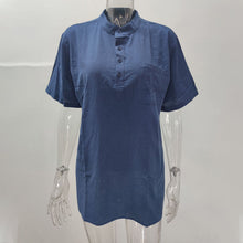 Laden Sie das Bild in den Galerie-Viewer, Einfarbiges Herrenhemd mit Stehkragen