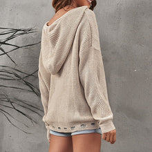 Laden Sie das Bild in den Galerie-Viewer, Damen-Strickjacke mit Kapuze