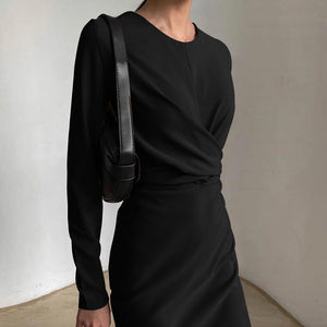 Französisches Retro-Taillen-Schlankheits-Hüftkleid in Wickeloptik