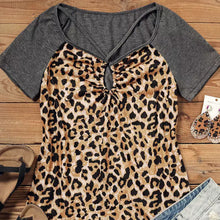 Laden Sie das Bild in den Galerie-Viewer, Sexy Kurzärmliges T-Shirt mit Leopardenmuster für Damen