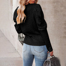 Laden Sie das Bild in den Galerie-Viewer, Einfarbiger Jacquard-Strickpullover mit Rundhalsausschnitt