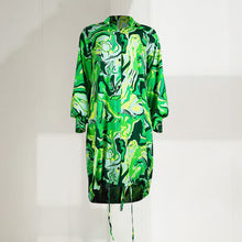 Laden Sie das Bild in den Galerie-Viewer, Modisches Hemdkleid mit Revers und Kordelzug