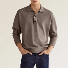 Laden Sie das Bild in den Galerie-Viewer, Lässiges Herren-Poloshirt mit V-Ausschnitt und langen Ärmeln