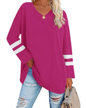 Laden Sie das Bild in den Galerie-Viewer, Gestreiftes Kontrast-Langarm-T-Shirt