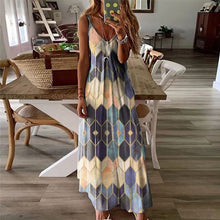 Laden Sie das Bild in den Galerie-Viewer, Sommerliches Lässig Bedrucktes Langes Kleid