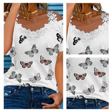 Laden Sie das Bild in den Galerie-Viewer, Damen lockeres lässiges bedrucktes T-Shirt mit Hosenträgern