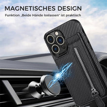 Laden Sie das Bild in den Galerie-Viewer, Magnetische Handyhülle mit Reißverschluss und Kreditkartenfach